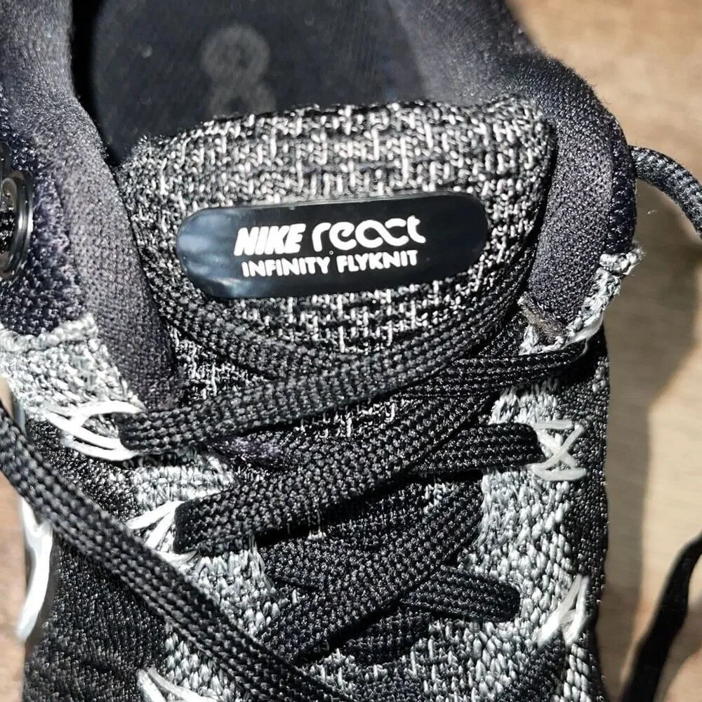 Nike Womens React Infinity‎ Run FK 2 Oreo Sneaker Shoes Black White Size 7.5